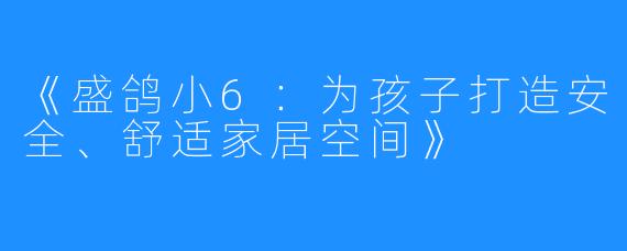 《盛鸽小6：为孩子打造安全、舒适家居空间》