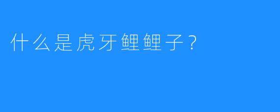 什么是虎牙鲤鲤子?