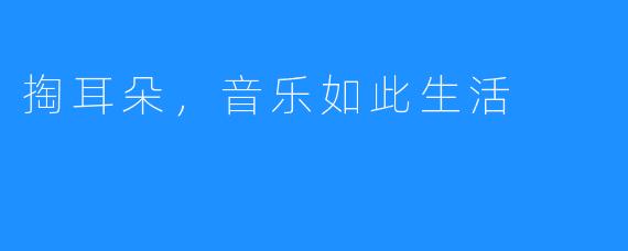 掏耳朵,音乐如此生活