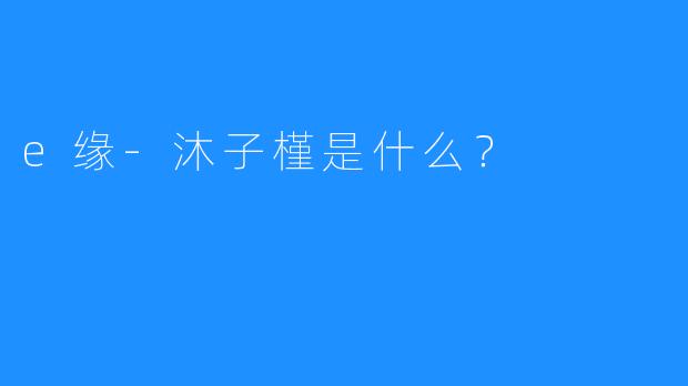 e缘-沐子槿是什么?