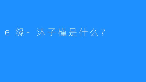 e缘-沐子槿是什么？