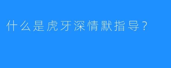 什么是虎牙深情默指导?