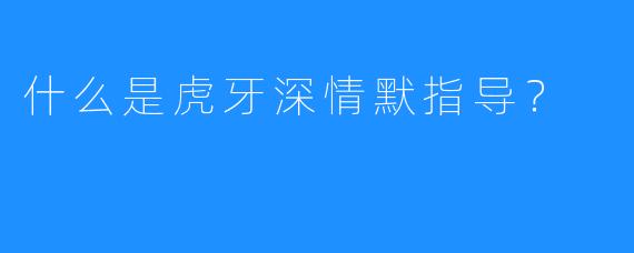 什么是虎牙深情默指导？