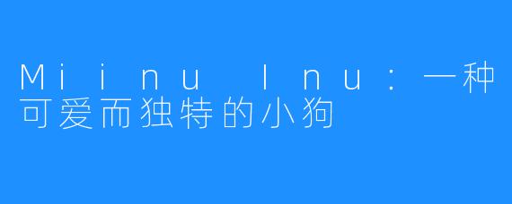 Miinu Inu:一种可爱而独特的小狗