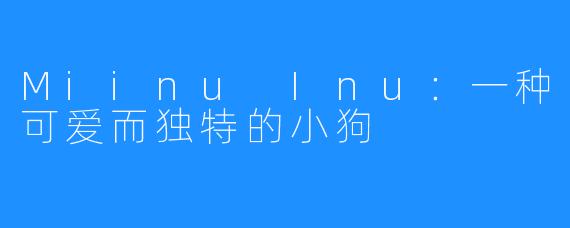 Miinu Inu：一种可爱而独特的小狗