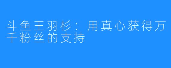 斗鱼王羽杉：用真心获得万千粉丝的支持