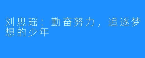刘思瑶:勤奋努力,追逐梦想的少年