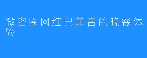 微密圈网红巴菲音的晚餐体验