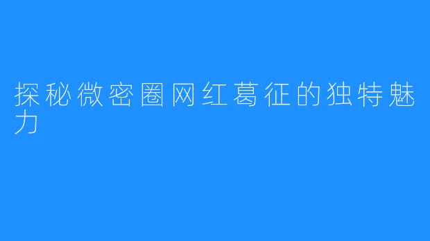 探秘微密圈网红葛征的独特魅力