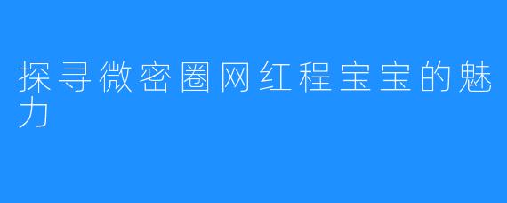 探寻微密圈网红程宝宝的魅力