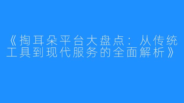 《掏耳朵平台大盘点：从传统工具到现代服务的全面解析》